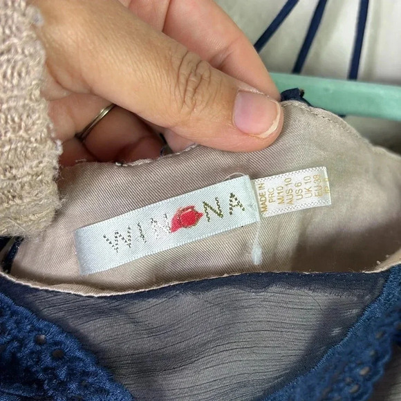 Winona Australia Cold Shoulder Mini Lace dress sheer bell sleeves in blue size 6 - Picture 9 of 11